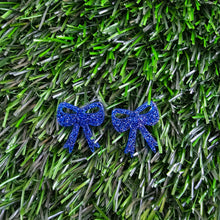 Load image into Gallery viewer, Bow Studs - Blue Glitter