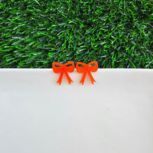 Load image into Gallery viewer, Bow Studs - Orange Glitter