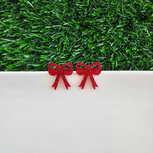 Load image into Gallery viewer, Bow Studs - Red Glitter