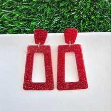 Load image into Gallery viewer, Avery Earrings - Red Glitter