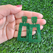 Load image into Gallery viewer, Avery Earrings - Green Glitter