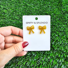 Load image into Gallery viewer, Bow Studs - Yellow Gold Glitter