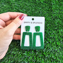 Load image into Gallery viewer, Avery Earrings - Green Glitter