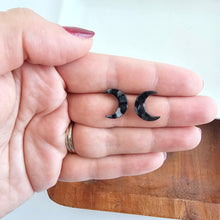 Load image into Gallery viewer, Moon Studs - Black