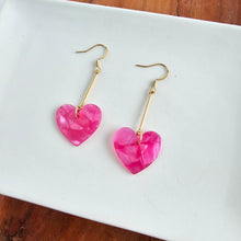 Load image into Gallery viewer, Mina Heart Earrings - Hot Pink