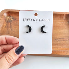 Load image into Gallery viewer, Moon Studs - Black