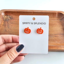 Load image into Gallery viewer, Jack O' Lantern Pumpkin Studs - Orange Glitter