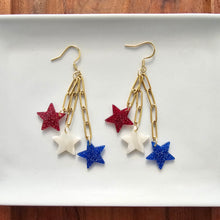 Load image into Gallery viewer, Firework Star Earrings - Red, White & Blue