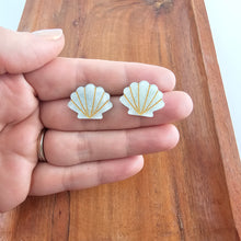 Load image into Gallery viewer, Seashell Studs - Seafoam Pearl