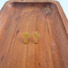 Load image into Gallery viewer, Cross Studs - Gold Glitter