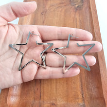 Load image into Gallery viewer, Luxe Star Hoops - Silver