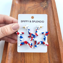 Load image into Gallery viewer, Star Hoops - Red, White & Blue
