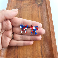 Load image into Gallery viewer, Bow Studs - Red, White & Blue