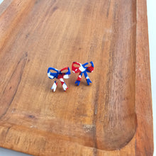 Load image into Gallery viewer, Bow Studs - Red, White & Blue