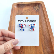Load image into Gallery viewer, Bow Studs - Red, White & Blue