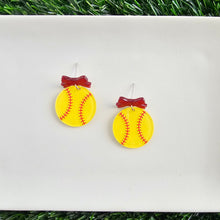 Load image into Gallery viewer, Bow Softball Earrings