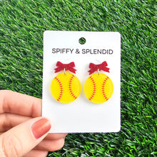 Load image into Gallery viewer, Bow Softball Earrings