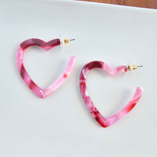 Load image into Gallery viewer, Heart Hoops - Strawberry Fizz