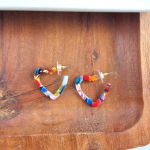 Load image into Gallery viewer, Mini Heart Hoops - Fiesta