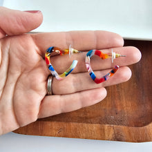 Load image into Gallery viewer, Mini Heart Hoops - Fiesta