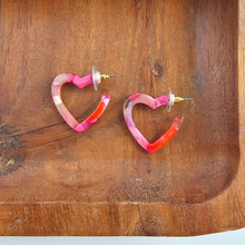 Load image into Gallery viewer, Mini Heart Hoops - Tickled Pink