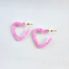 Load image into Gallery viewer, Mini Heart Hoops - Bubblegum Bliss
