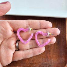 Load image into Gallery viewer, Mini Heart Hoops - Bubblegum Bliss