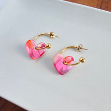 Load image into Gallery viewer, Sweetheart Hoops - Tickled Pink