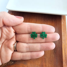 Load image into Gallery viewer, Shamrock Studs - Green Glitter