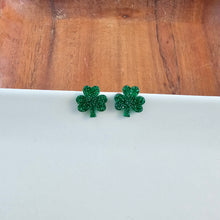 Load image into Gallery viewer, Shamrock Studs - Green Glitter