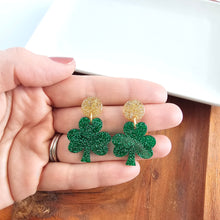 Load image into Gallery viewer, Lucky Charm Earrings - Green Glitter