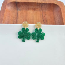 Load image into Gallery viewer, Lucky Charm Earrings - Green Glitter