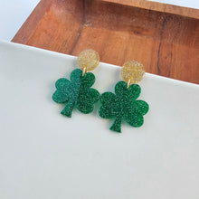Load image into Gallery viewer, Lucky Charm Earrings - Green Glitter