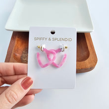Load image into Gallery viewer, Mini Heart Hoops - Bubblegum Bliss