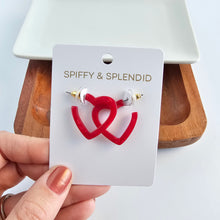 Load image into Gallery viewer, Mini Heart Hoops - Red