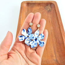 Load image into Gallery viewer, Petunia Earrings - Greek Goddess Blue