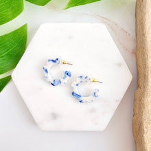 Load image into Gallery viewer, Flora Mini Hoops - Greek Goddess Blue