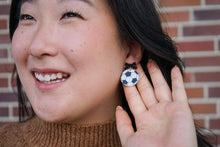 Load image into Gallery viewer, Bow Soccer Ball Earrings