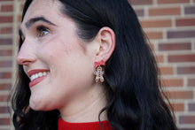 Load image into Gallery viewer, Bow Gingerbread Earrings - Red Shimmer