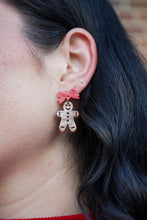 Load image into Gallery viewer, Bow Gingerbread Earrings - Red Shimmer
