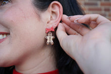 Load image into Gallery viewer, Bow Gingerbread Earrings - Red Shimmer
