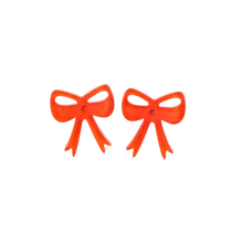 Load image into Gallery viewer, Bow Studs - Orange Glitter