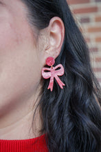 Load image into Gallery viewer, Bow Earrings - Red Shimmer