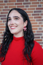 Load image into Gallery viewer, Bow Earrings - Red Shimmer