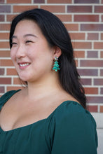 Load image into Gallery viewer, Star Christmas Tree Earrings - Green Shimmer