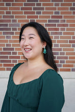 Load image into Gallery viewer, Star Christmas Tree Earrings - Green Shimmer