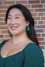 Load image into Gallery viewer, Star Christmas Tree Earrings - Green Shimmer