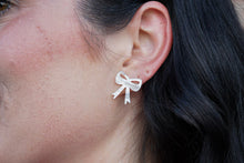 Load image into Gallery viewer, Bow Studs - White Shimmer