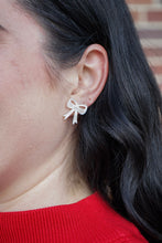 Load image into Gallery viewer, Bow Studs - White Shimmer