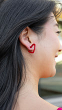 Load image into Gallery viewer, Mini Heart Hoops - Tickled Pink